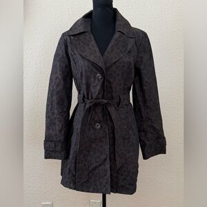 Vintage Dana Buchman Animal/Cheetah Print Button/Belt Rain Coat Size Small (6)